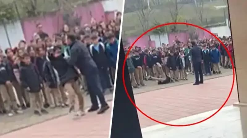 Okul Müdüründen Şok Eden Hareket: Öğrenciyi Yere Savurdu!